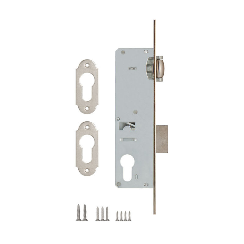 Корпус узкопрофильного замка с роликовой защёлкой 155/P (35 mm) w/b (хром) (без отв. планки)