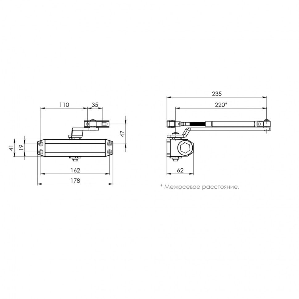 Доводчик дверной SDC2040 BL 55-80 кг (черный)