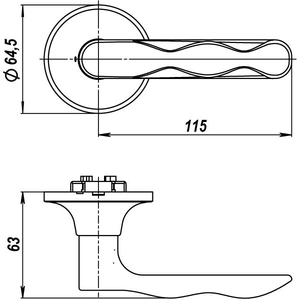 Ручка защелка DK624 AB-BK (6024 AB-B) (фик.) бронза