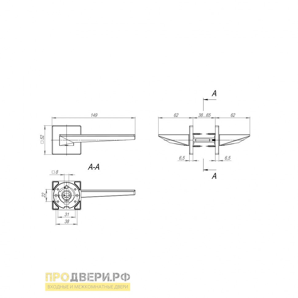 Ручка Fuaro (Фуаро) раздельная K.SL52.PHANTOM (PHANTOM SL) GR-23 графит