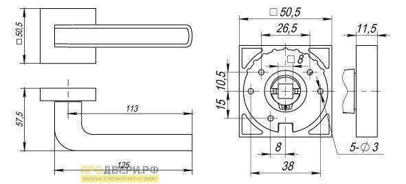 Ручка Fuaro (Фуаро) раздельная K.DM51.NEO (NEO DM) CP/WH-19 хром/белый