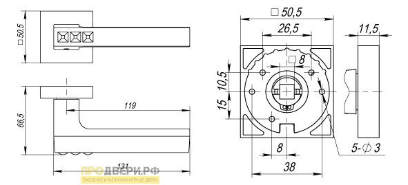 Ручка Fuaro (Фуаро) раздельная K.DM51.CRYSTAL FLASH (CRYSTAL FLASH DM) CP-8 хром