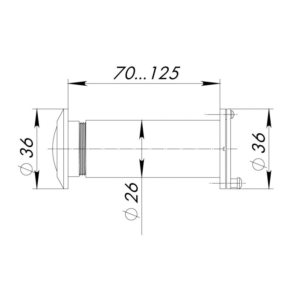 Глазок дверной, оптика пластик DV-4/70-125 BL черный (кратно коробке 30 шт)