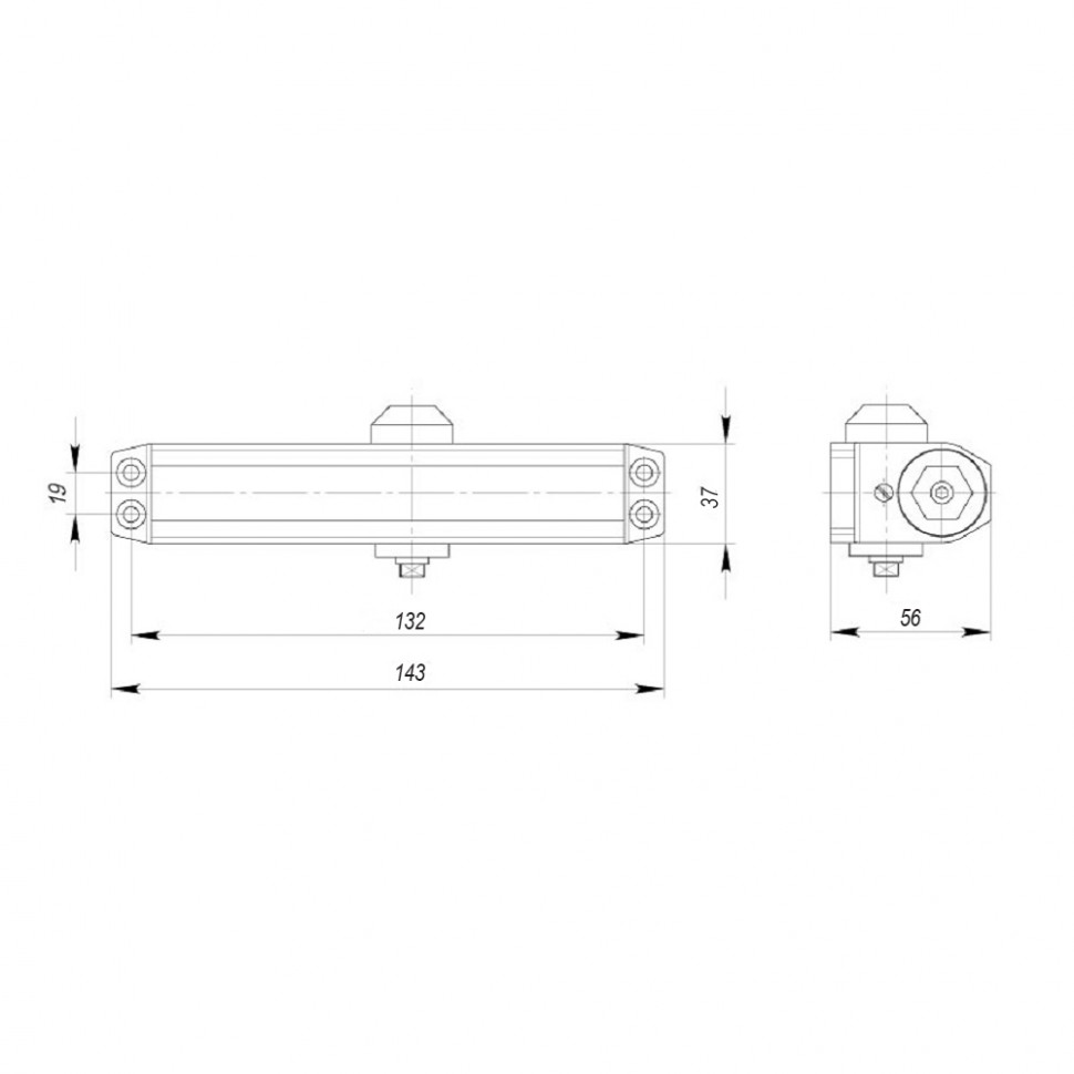 Доводчик дверной DCTR15-60 (TDR-60) 15-60кг AL алюминий
