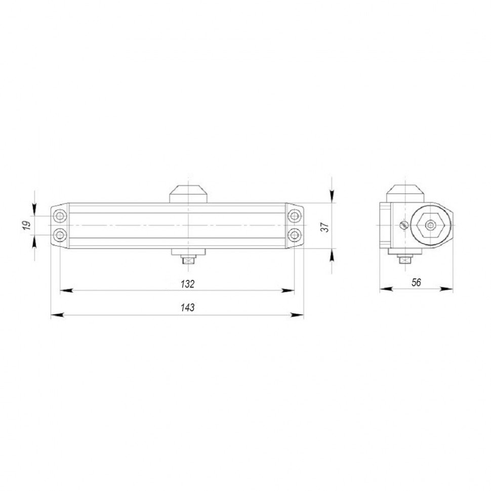Доводчик дверной DCTR15-60 (TDR-60) 15-60кг AL алюминий