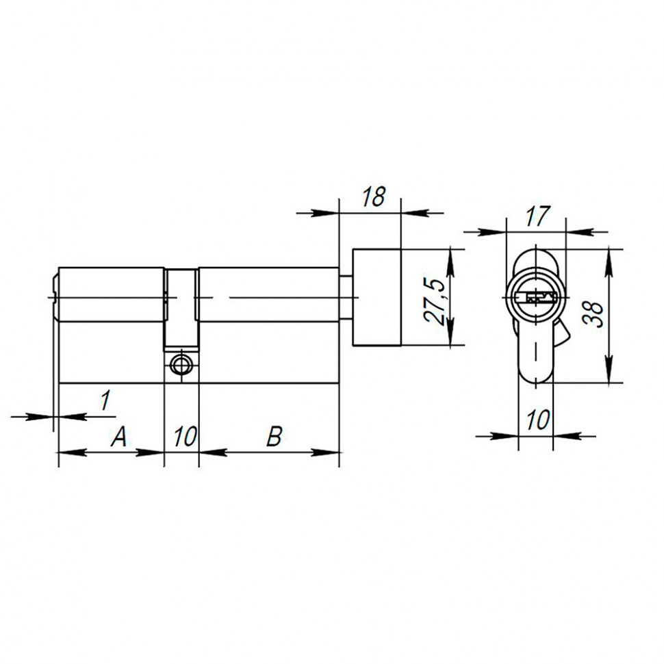 Цилиндровый механизм (AX202/80) AX2002Knob80 (30+10+40) CP хром с вертушкой