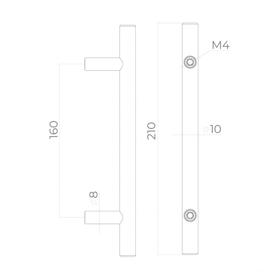 Ручка-рейлинг мебельная MB-H-005-160 мм SS нерж.