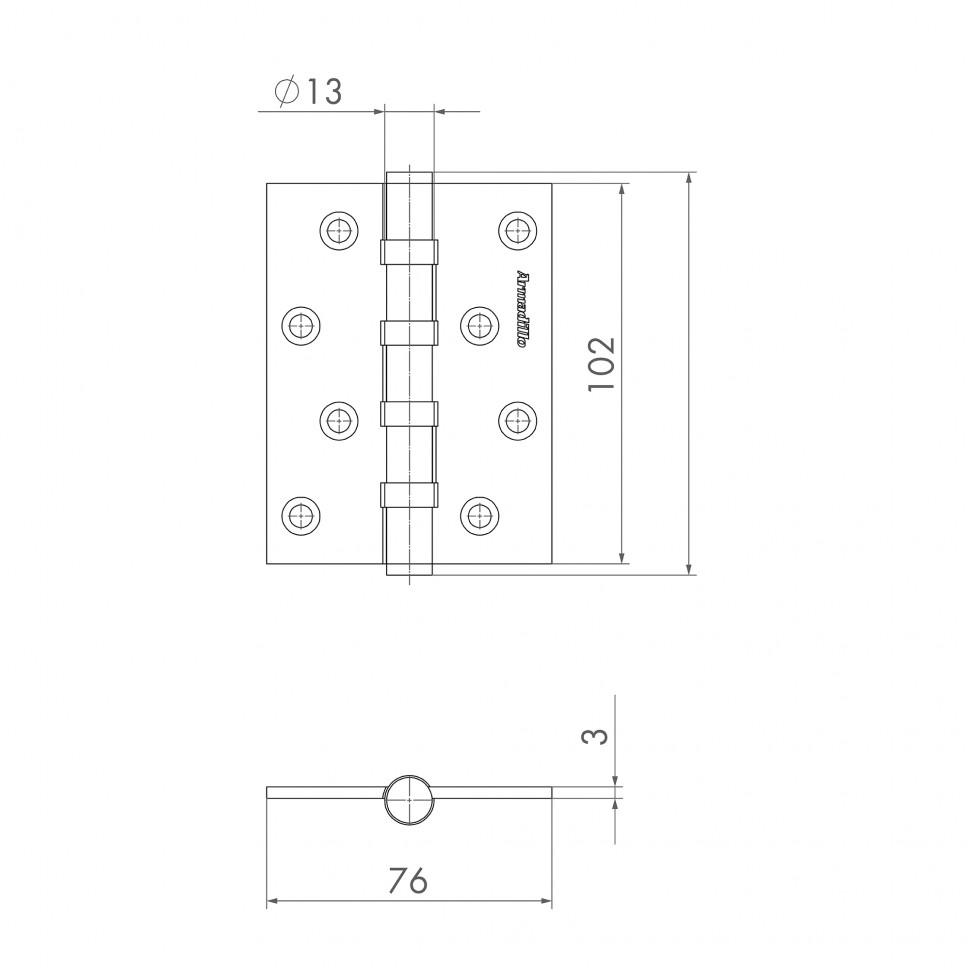 Петля универсальная IN4500UC-BL AB 102x76x3 INOX304 бронза БЛИСТЕР