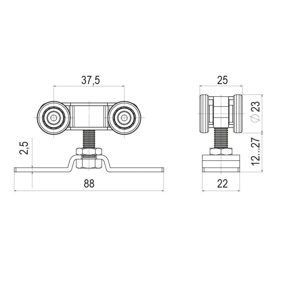 Комплект роликов для раздвижных дверей SLD.SoftLine.SET.rollers/45-4 (Soft LINE 45/4)