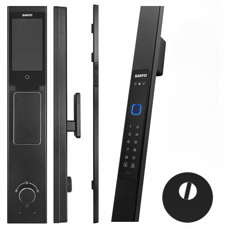 Электронный замок Sanyo D505 UsmartGo DM85 с WiFi, с распознаванием лиц,ручка-скоба 1800 мм, черный 