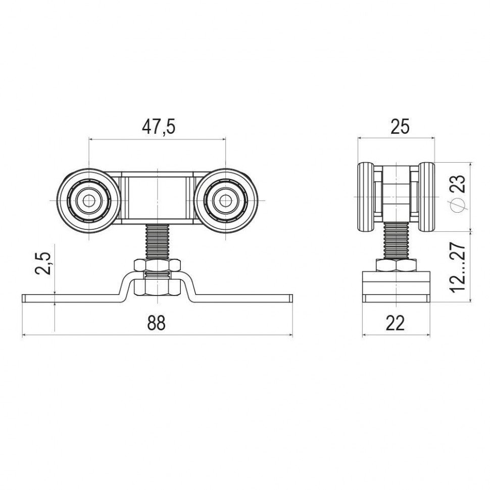 Комплект роликов для раздвижных дверей SLD.SoftLine.SET.rollers/55-4 (Soft LINE 55/4)