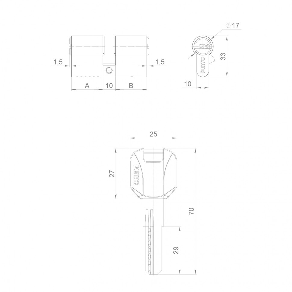 Цилиндровый механизм (Z400/80) Z4000Key80(35+10+35) PB латунь