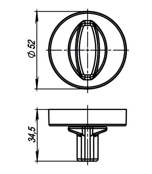 Ручка поворотная BK6.R.URB52 (WC-BOLT BK6/URB) BL-26 черный