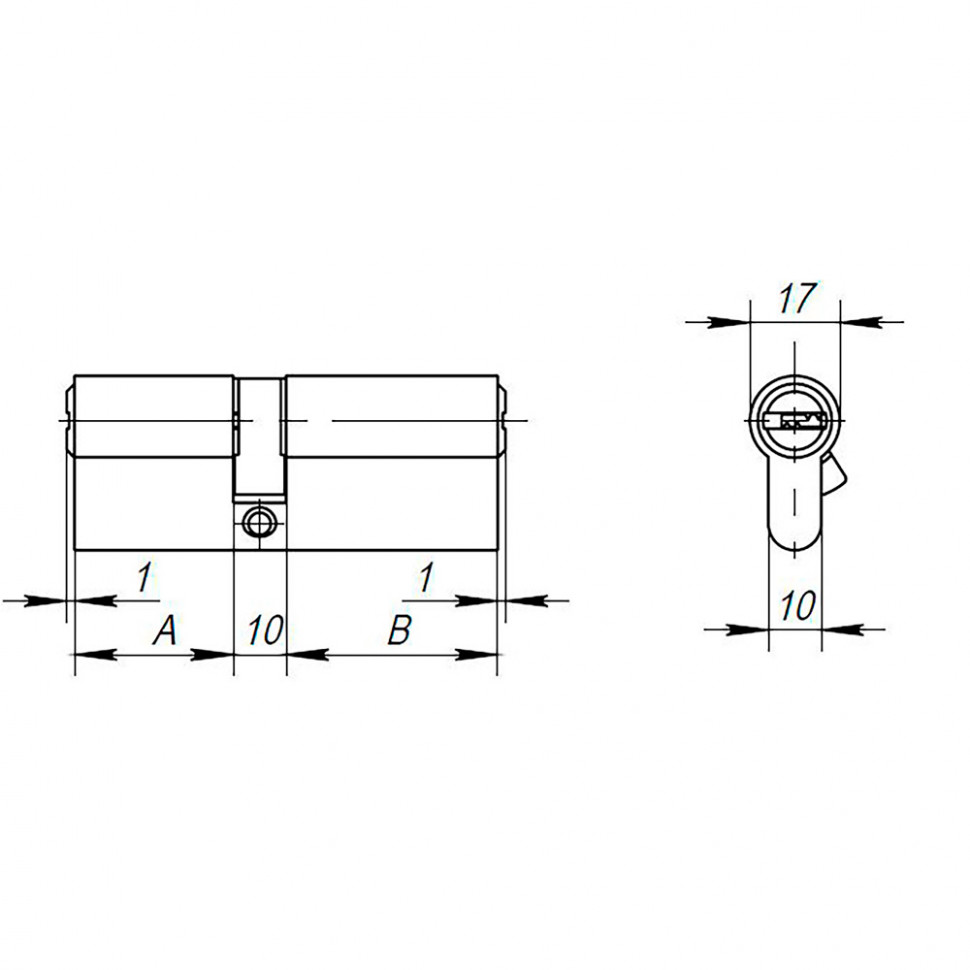 Цилиндровый механизм (AX200/100) AX2000Key100 mm (45+10+45) CP хром 5 кл.
