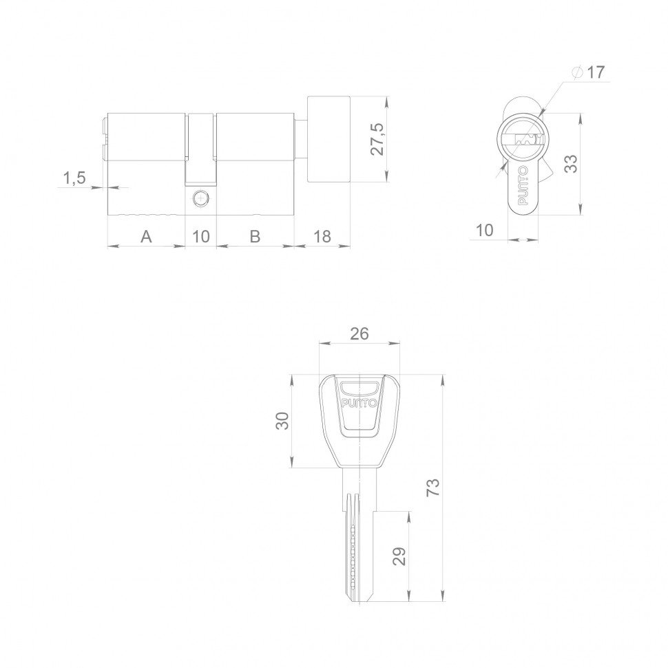Цилиндровый механизм (A202/100) A2002Knob100(40+10+50) с вертушкой SN никель 