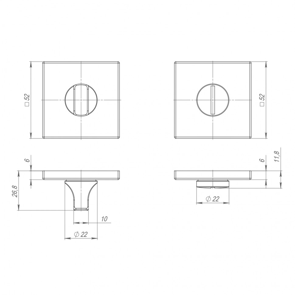 Ручка поворотная BK6.K.ARC.Q52 (BK6 ARC) CP-8 хром
