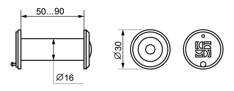Глазок дверной, оптика пластик DV 3/90-50/Z BL-24 черный (B2B)
