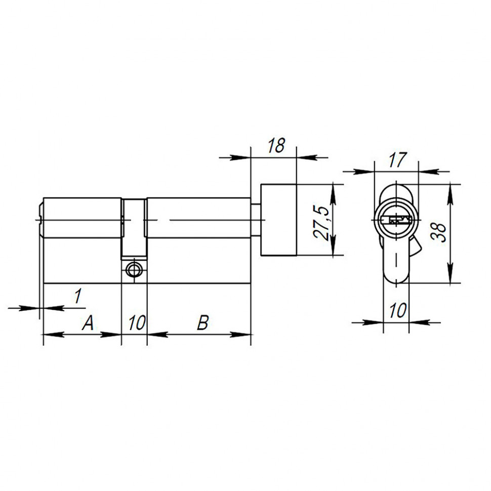 Цилиндровый механизм (AX202/120) AX2002Knob120 (55+10+55) CP хром с вертушкой