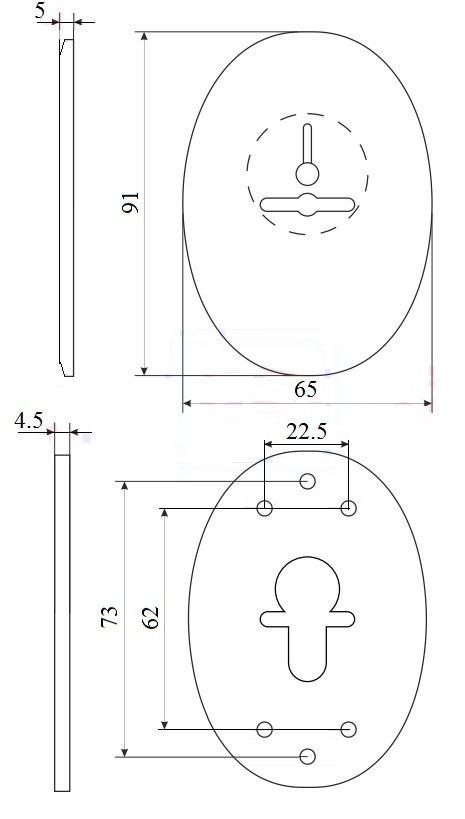 Декоративная накладка ESC 476 (90х65) СP ХРОМ на сувальдный замок с шторкой