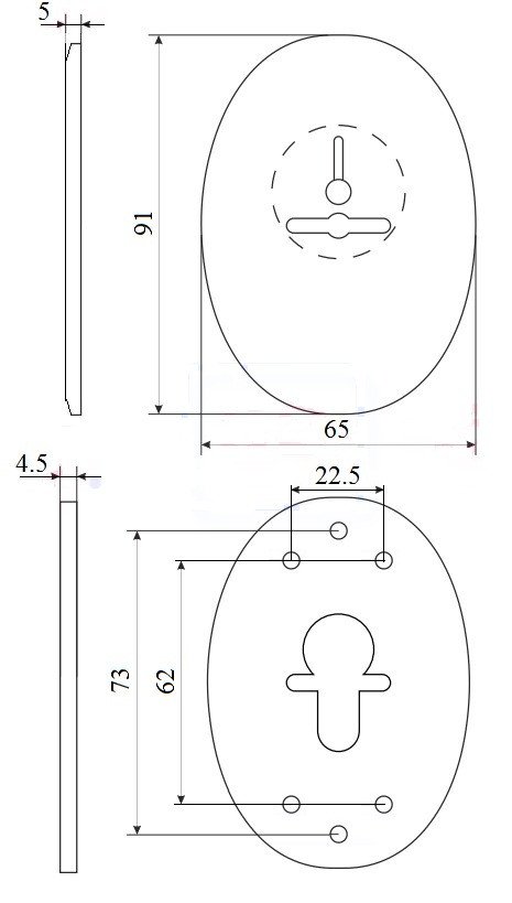 Декоративная накладка ESC 476 (90х65) СP ХРОМ на сувальдный замок с шторкой