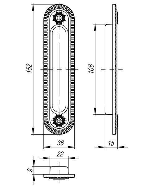 Ручка для раздвижных дверей SH.CL152.010 (SH010/CL) OB-13 античная бронза