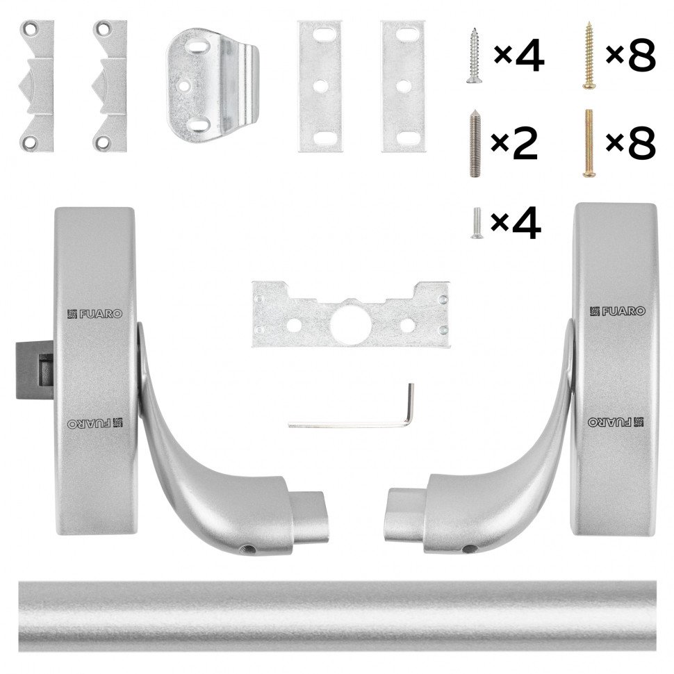 Ручка-штанга нажимная AP.1900B push-bar накладная для одно/двуствор. проф. дверей SL серебро