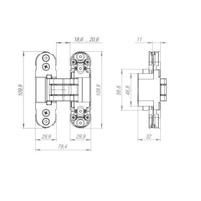 Петля скрытой установки LM/U3D2000.TG BL/SC мат.хром