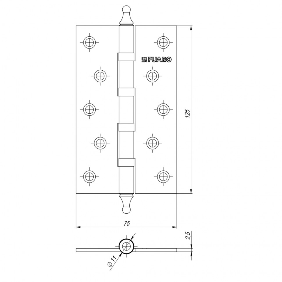 Петля универсальная IN5400UA-BL SB (4BB/A/BL 125x75x2,5) мат. золото БЛИСТЕР
