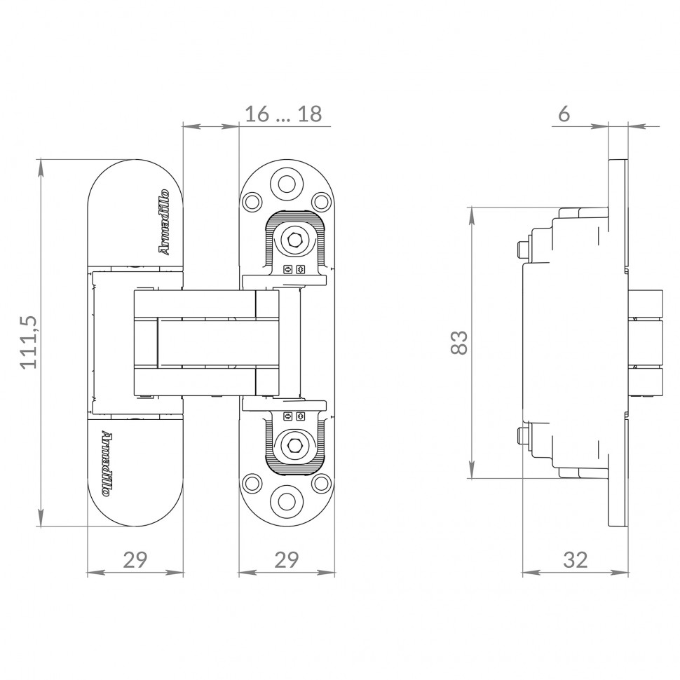 Петля скрытой установки U3D6002.TG SG мат. золото