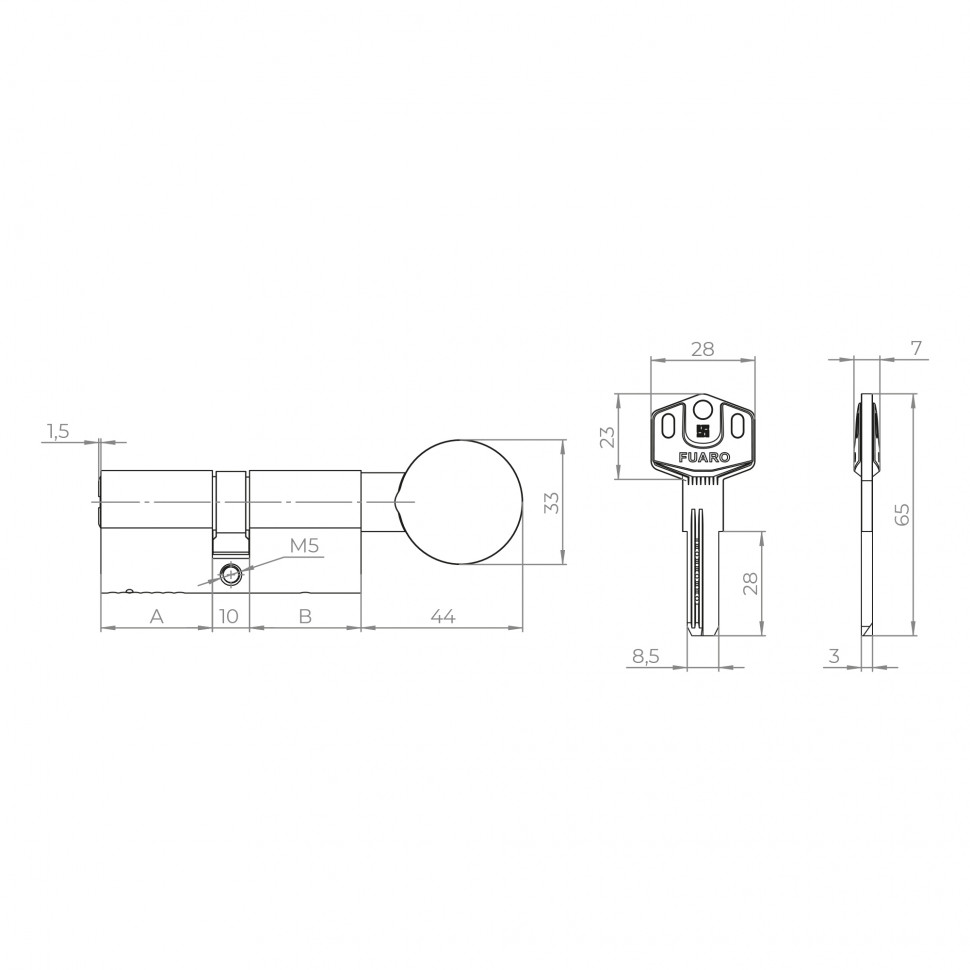 Цилиндровый механизм (D-PRO502/60) D-PRO5002Knob60(25+10+25) CP хром 5Key