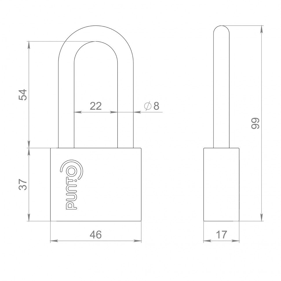 Замок навесной PK-1550L 3 key диск.ключ длиная дужка