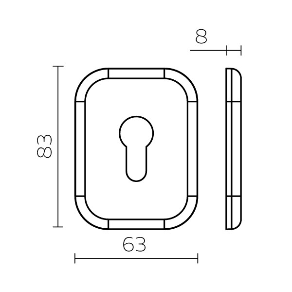 Накладка на цилиндр ESC.C.XL/K.486 (ESC 486-C SQ XL) CP хром (1 шт.)
