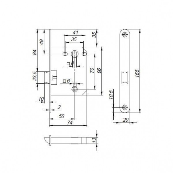 Защелка PLASTPL72-R20 (PL72-R20) (врезная) SN мат. никель тех.упаковка без ответной планки
