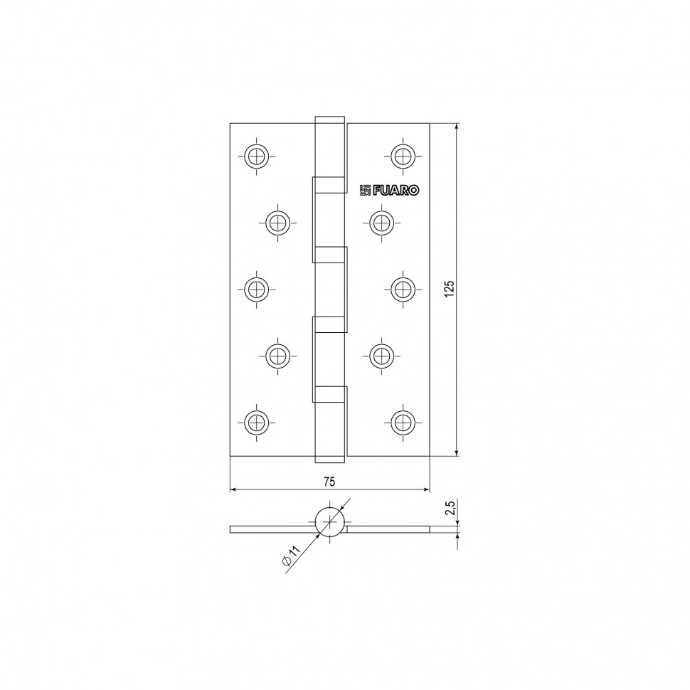 Петля универсальная IN5400U-BL SB (4BB/BL 125x75x2,5) мат. золото БЛИСТЕР