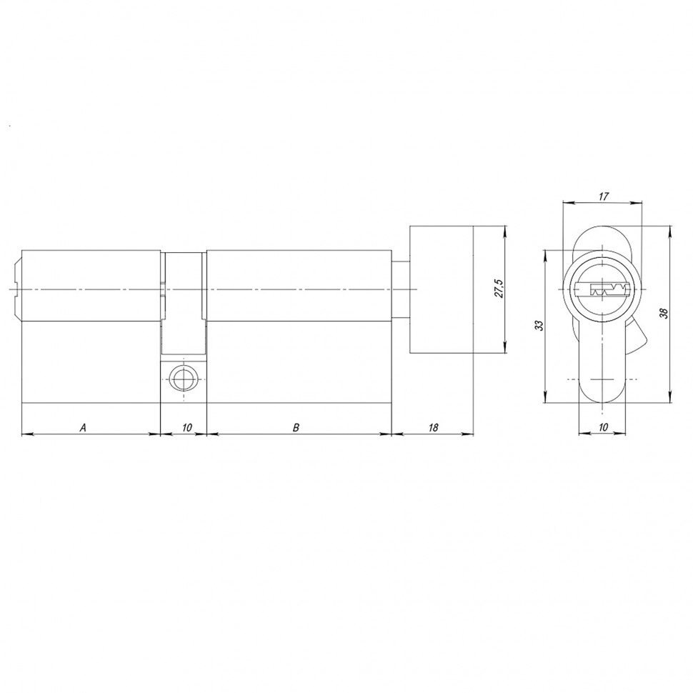 Цилиндровый механизм (AZ202/60) AZ2002Knob60 (25+10+25) CP хром 