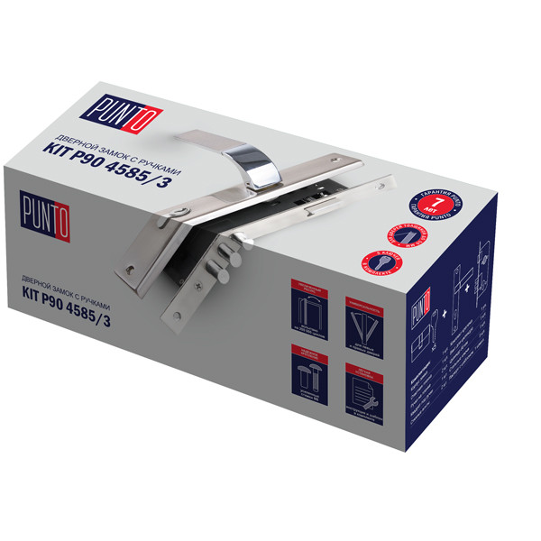 Замок цилиндровый с ручкой LOCKSET90.ORION.4585-3 (KIT P90 4585/3 ORION) SN/CP мат.никель/хром