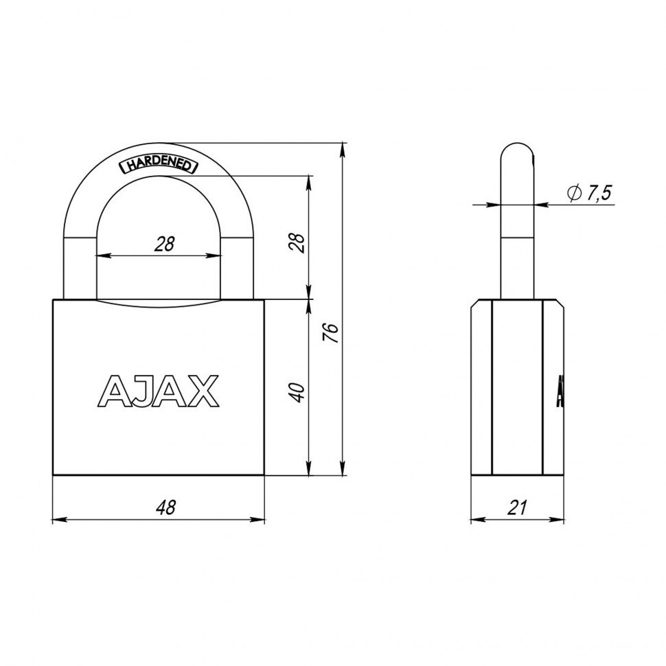 Замок навесной PD-0150 MS 3 key англ./коробка