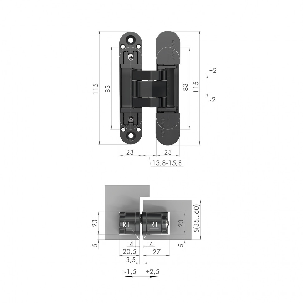 Петля скрытой установки U3D3000.VPG AB бронза TECH