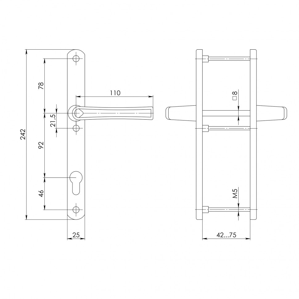 Ручка на планке HANDLE.92.25.67-75 RAL 9016 белый