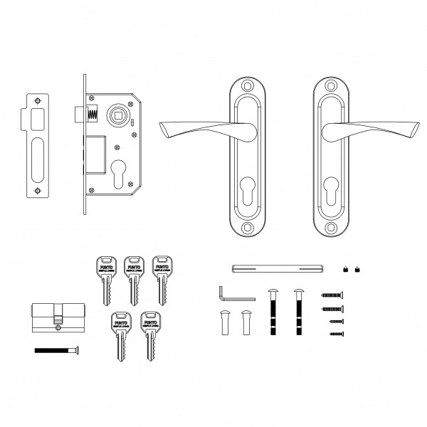 Замок цилиндровый в комплекте с ручкой LOCKSET15.CRONA.4061-3 (KIT P15 4061/3 CRONA) AB бронза