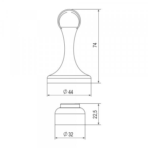 Упор дверной напольный DFIX/MF45 (DSM-45) магнитный GR-23 графит