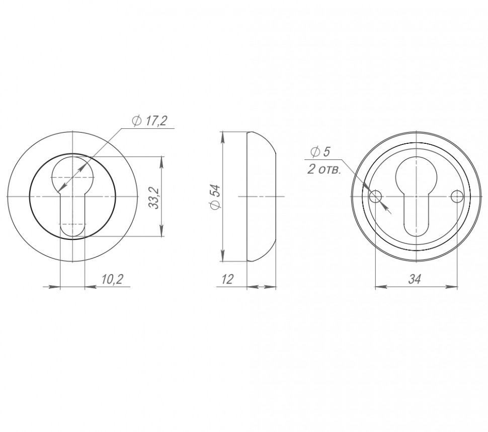 Накладка под цилиндр ET.R.LD54 (ET-1) SN/CP-3 матовый никель/хром