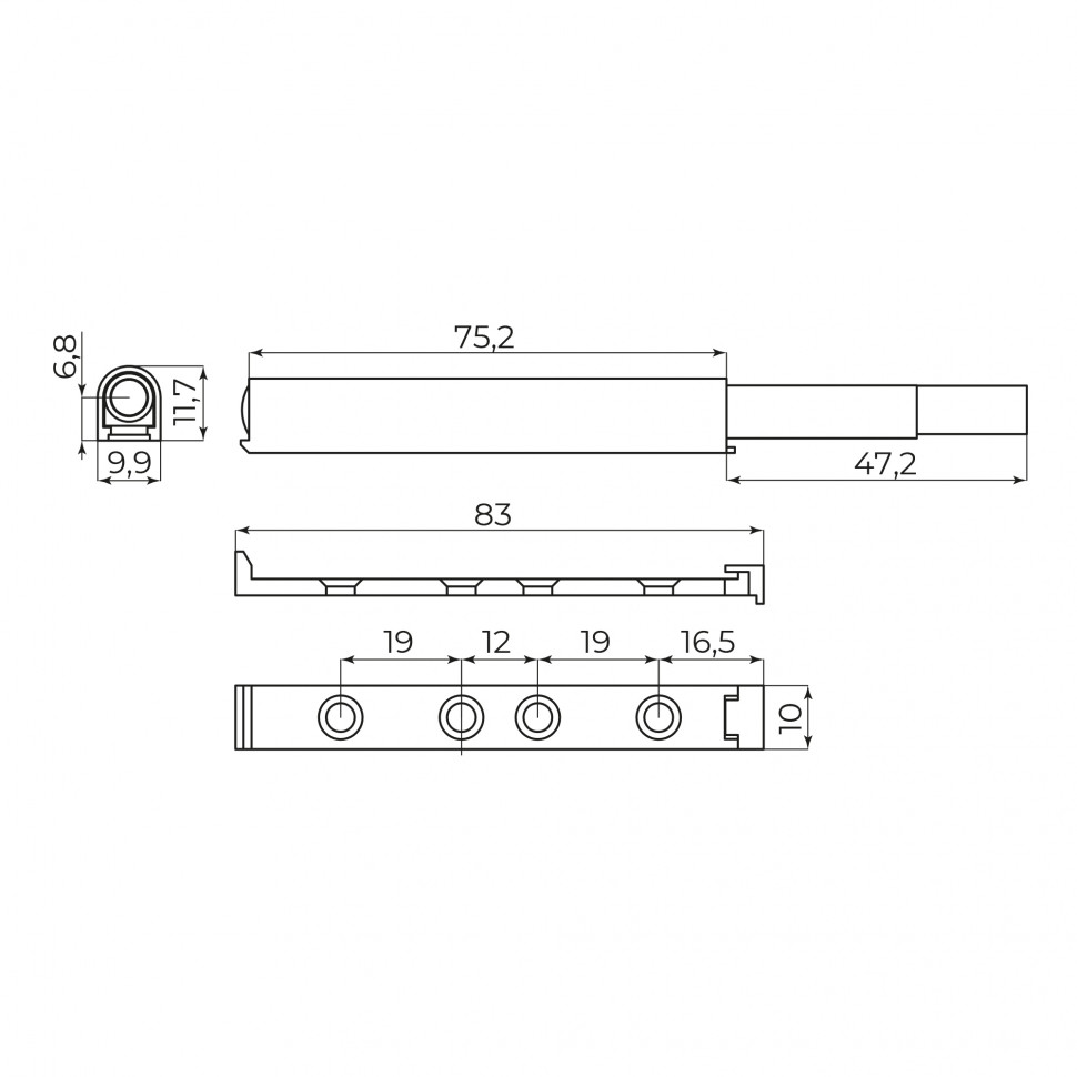 Толкатель мебельный пластиковый DMP-85/14P WH белый