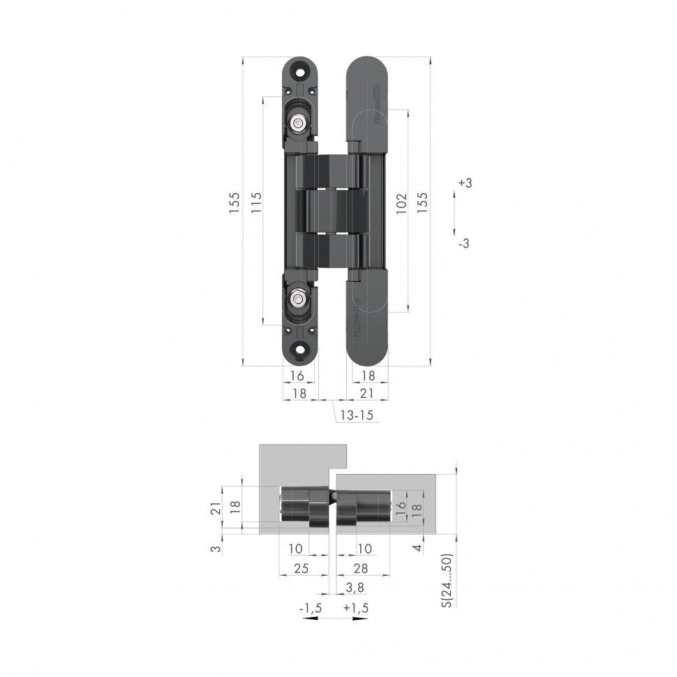 Петля скрытой установки U3D2400.VPG BL черный TECH