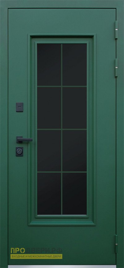 Стальная дверь "Classic 02"" с окном и английской решеткой 