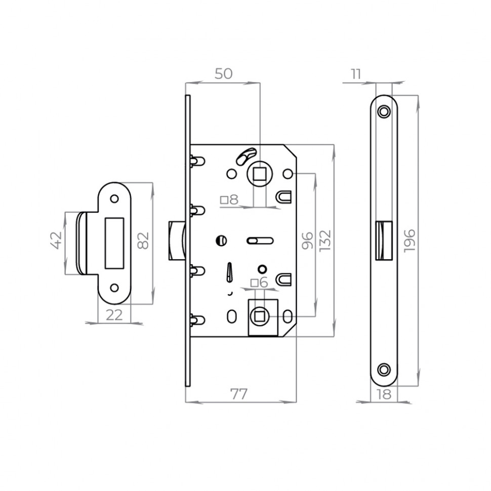 Защелка врезная PLASTLP96WC-50 BL черный