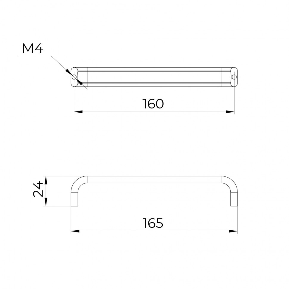 Ручка-скоба мебельная MB-H-007-160 GR графит
