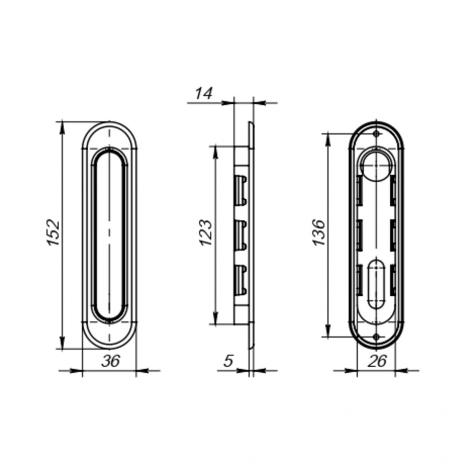 Защелка с ручками для раздвижных дверей SH.SL152.KIT011-BK (Soft LINE SL-011) BL-24 черный