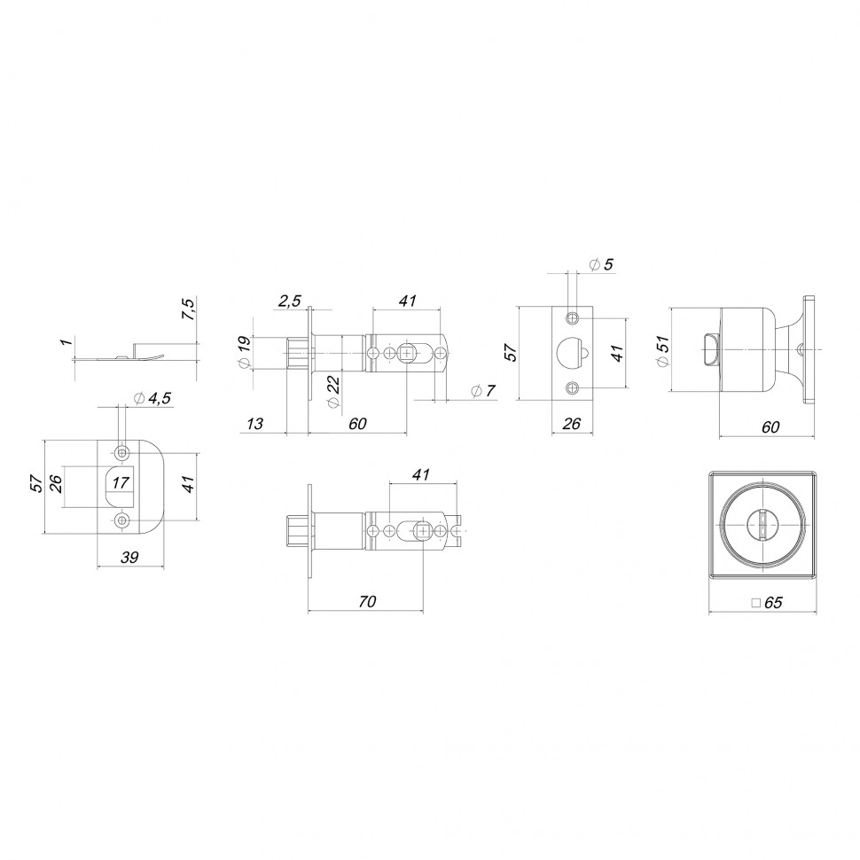 Ручка защелка DK772/BL CP-BK (фик.) хром