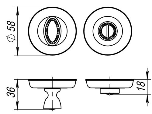Ручка поворотная BK6.R.SM58 (BK6 SM) AB-7 матовая бронза